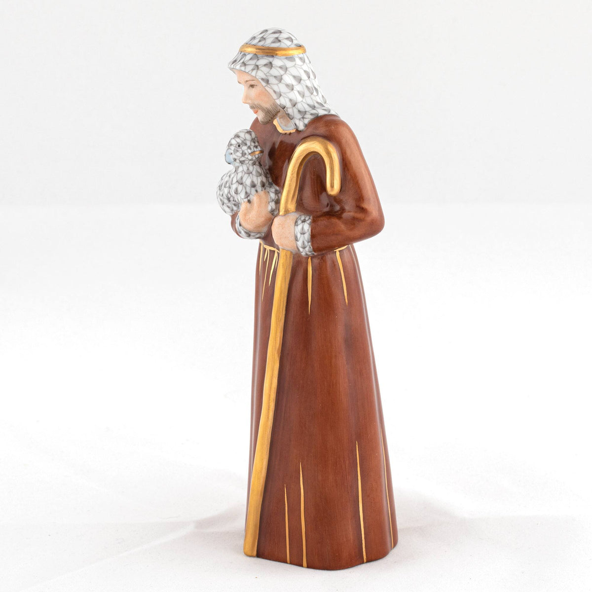 Herend Shepherd with Lamb Figurine, alternate view