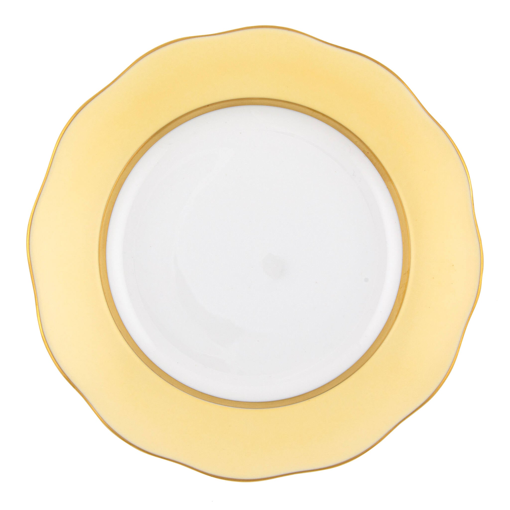 Hand-painted Herend Silk Ribbon - Beige Dessert Plate in fine porcelain, 8.25in D, on a white background