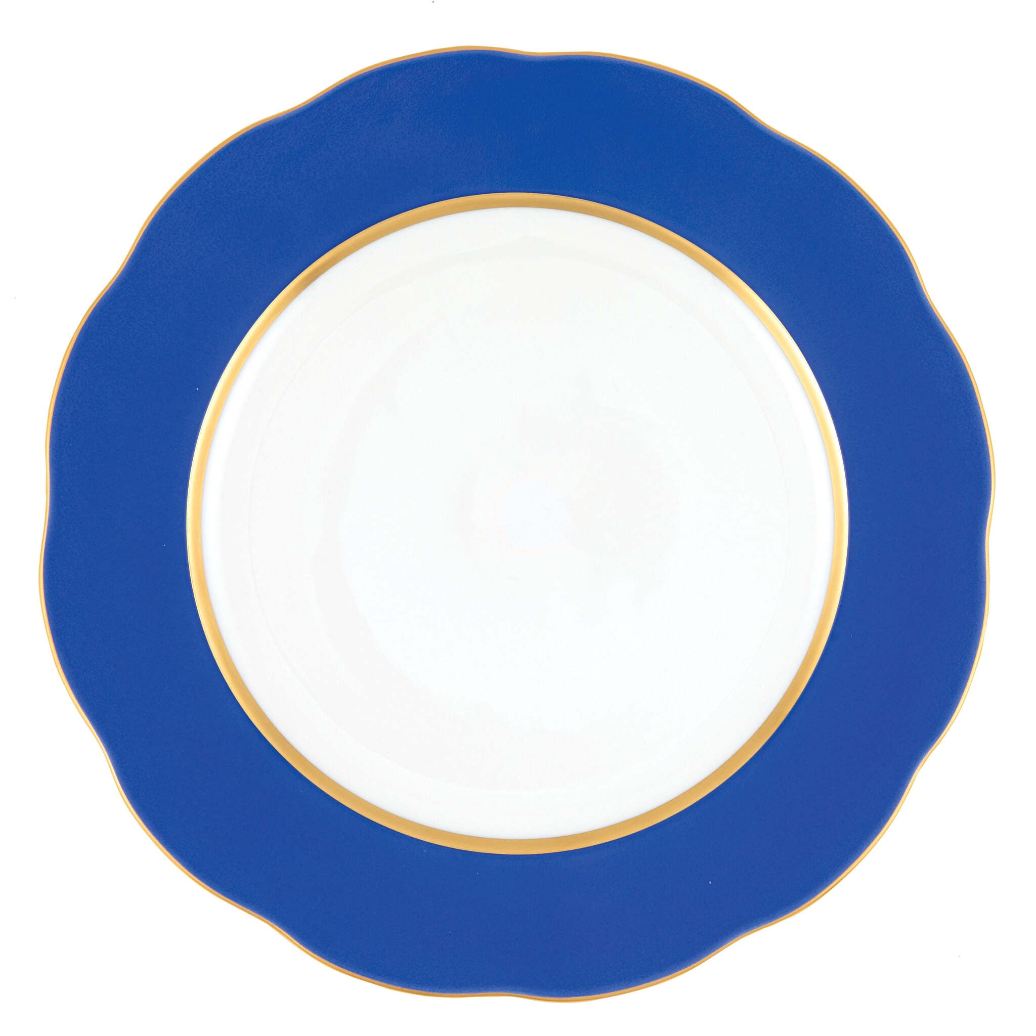 Hand-painted Herend Silk Ribbon - Cobalt Blue Service Plate in fine porcelain, 11in D, on a white background