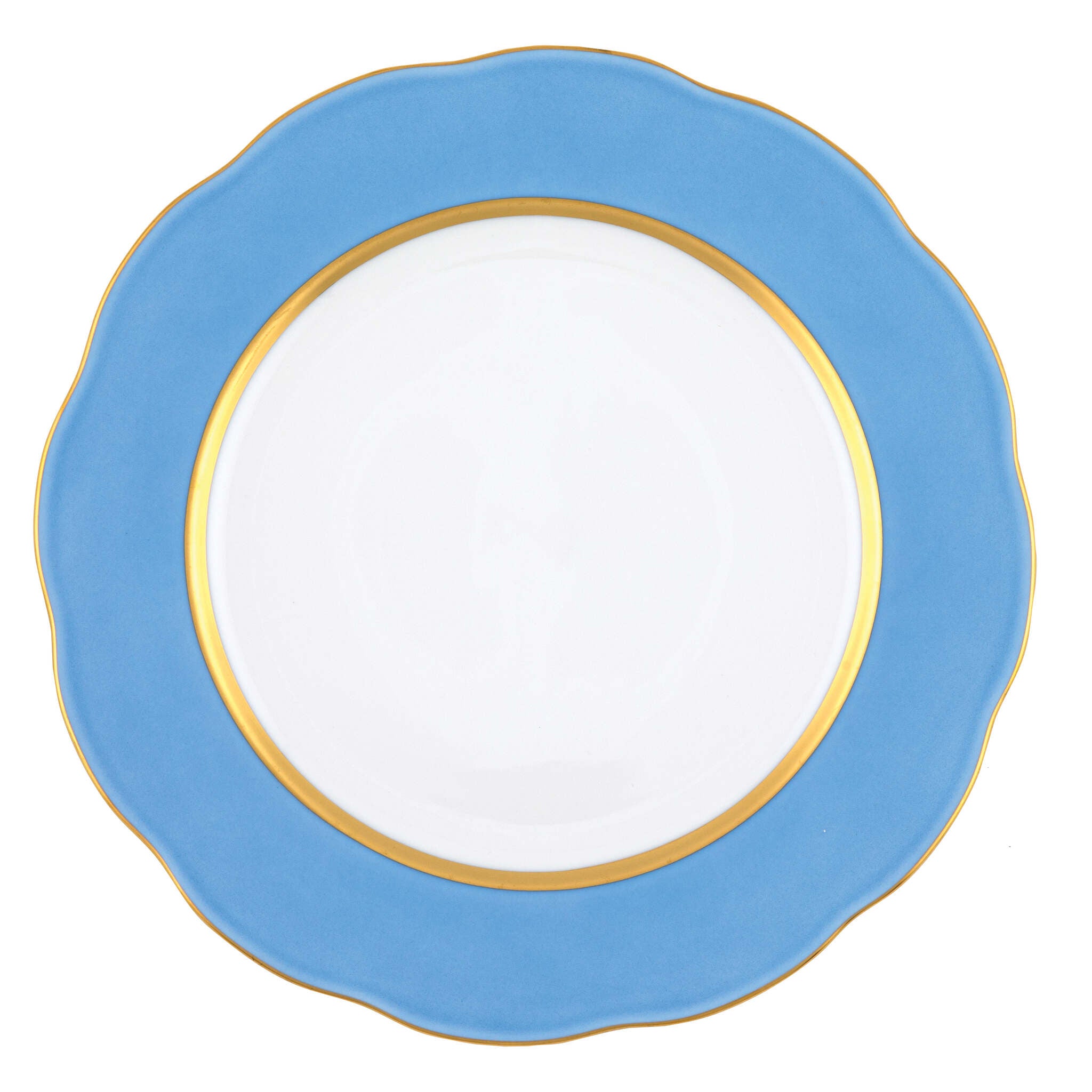 Hand-painted Herend Silk Ribbon - Cornflower Service Plate in fine porcelain, 11in D, on a white background