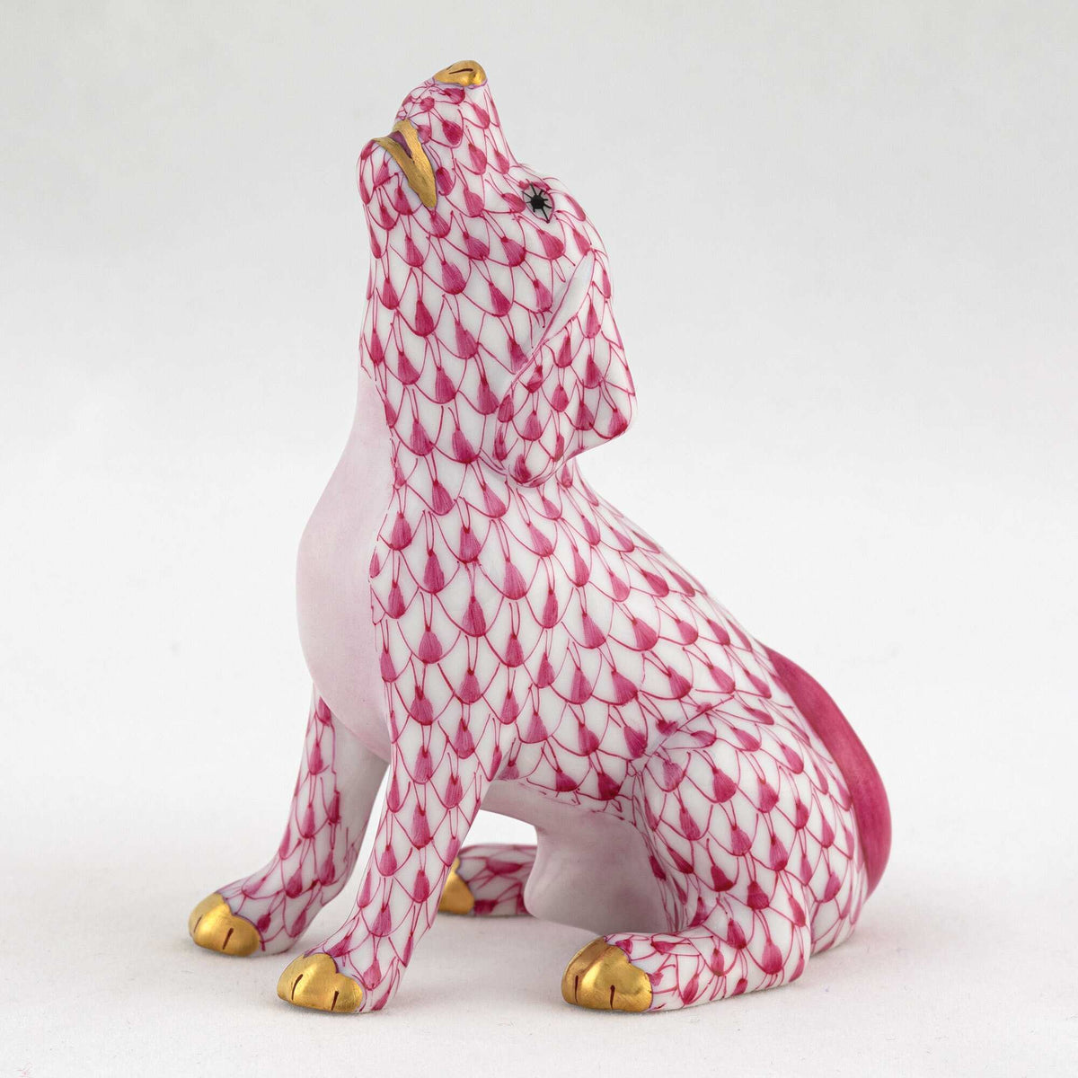 Herend Singing Beagle Figurine – Raspberry, alternate view