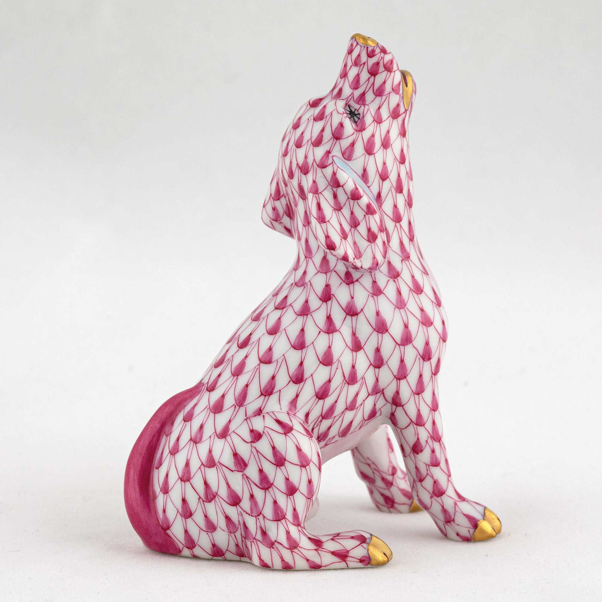Herend Singing Beagle Figurine – Raspberry, alternate view