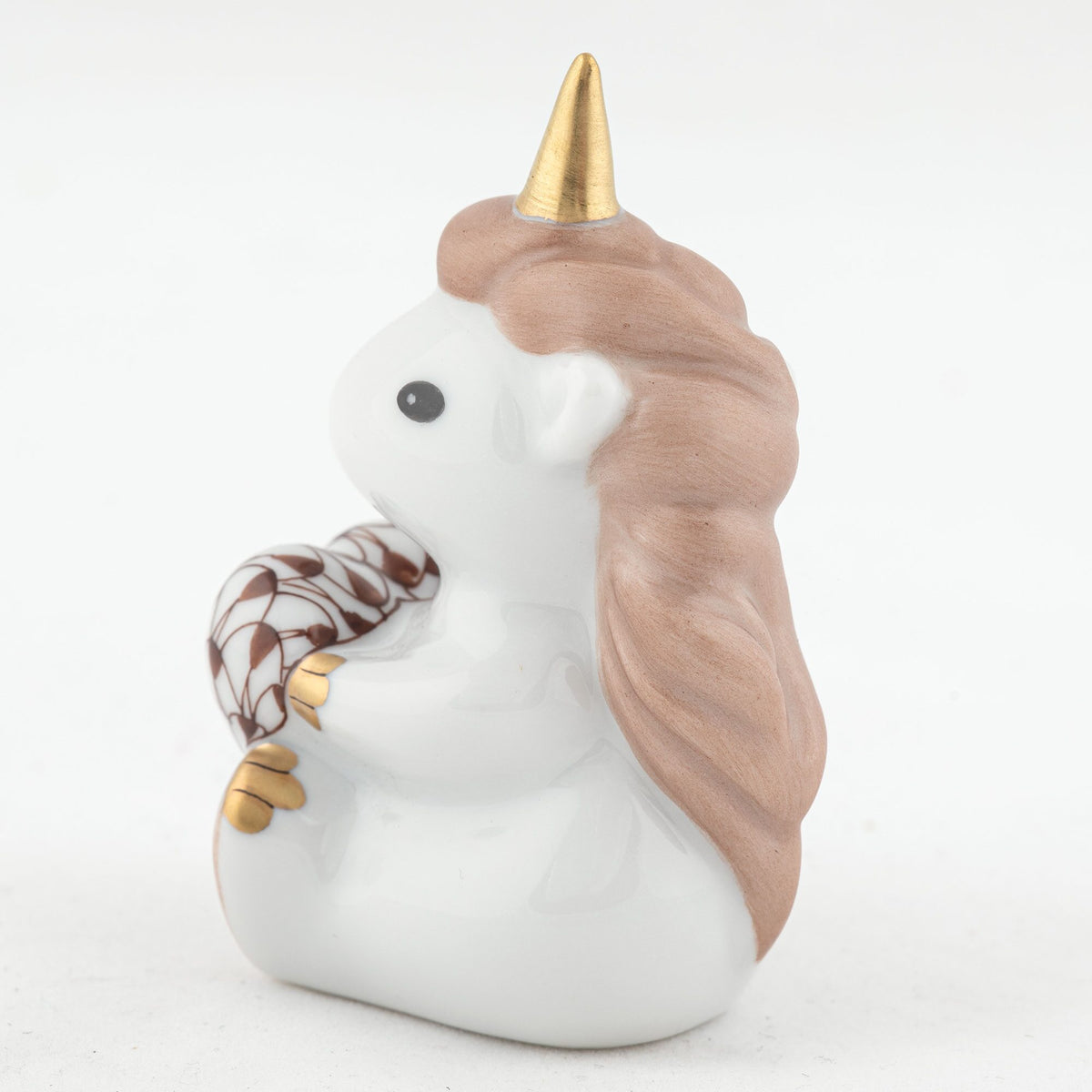Herend Sitting Unicorn Figurine – Chocolate, alternate view