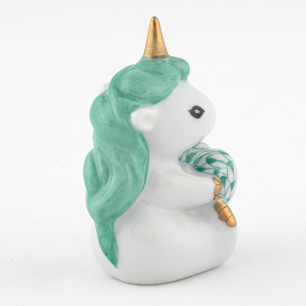 Herend Sitting Unicorn Figurine – Green, alternate view