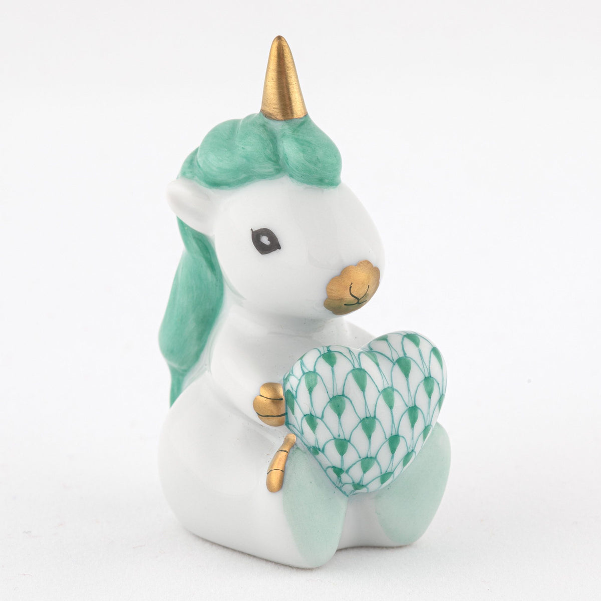 Herend Sitting Unicorn Figurine – Green, alternate view