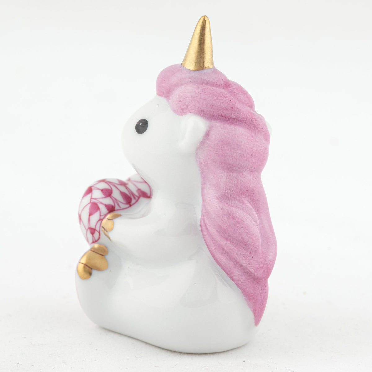 Herend Sitting Unicorn Figurine – Raspberry, alternate view