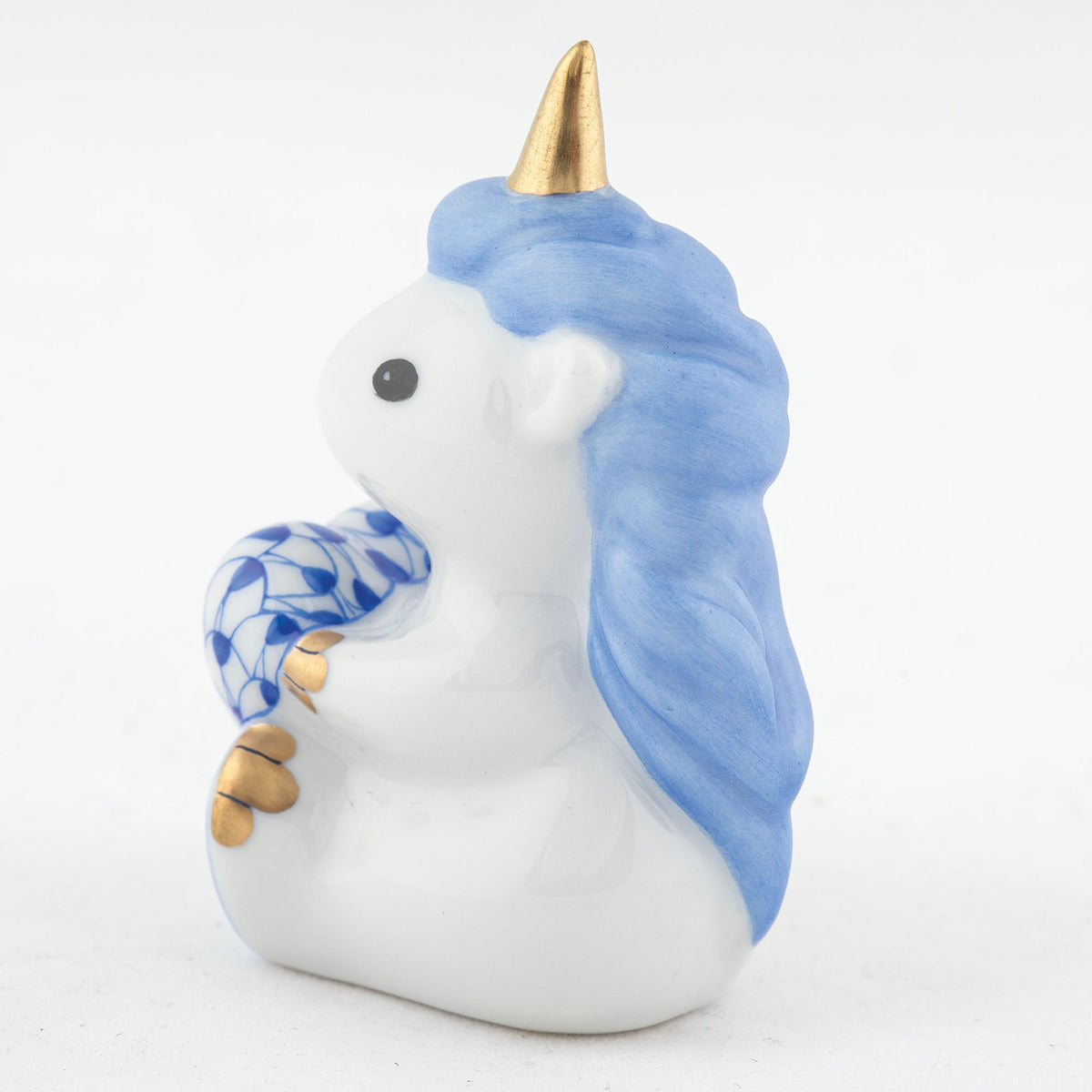 Herend Sitting Unicorn Figurine – Sapphire, alternate view