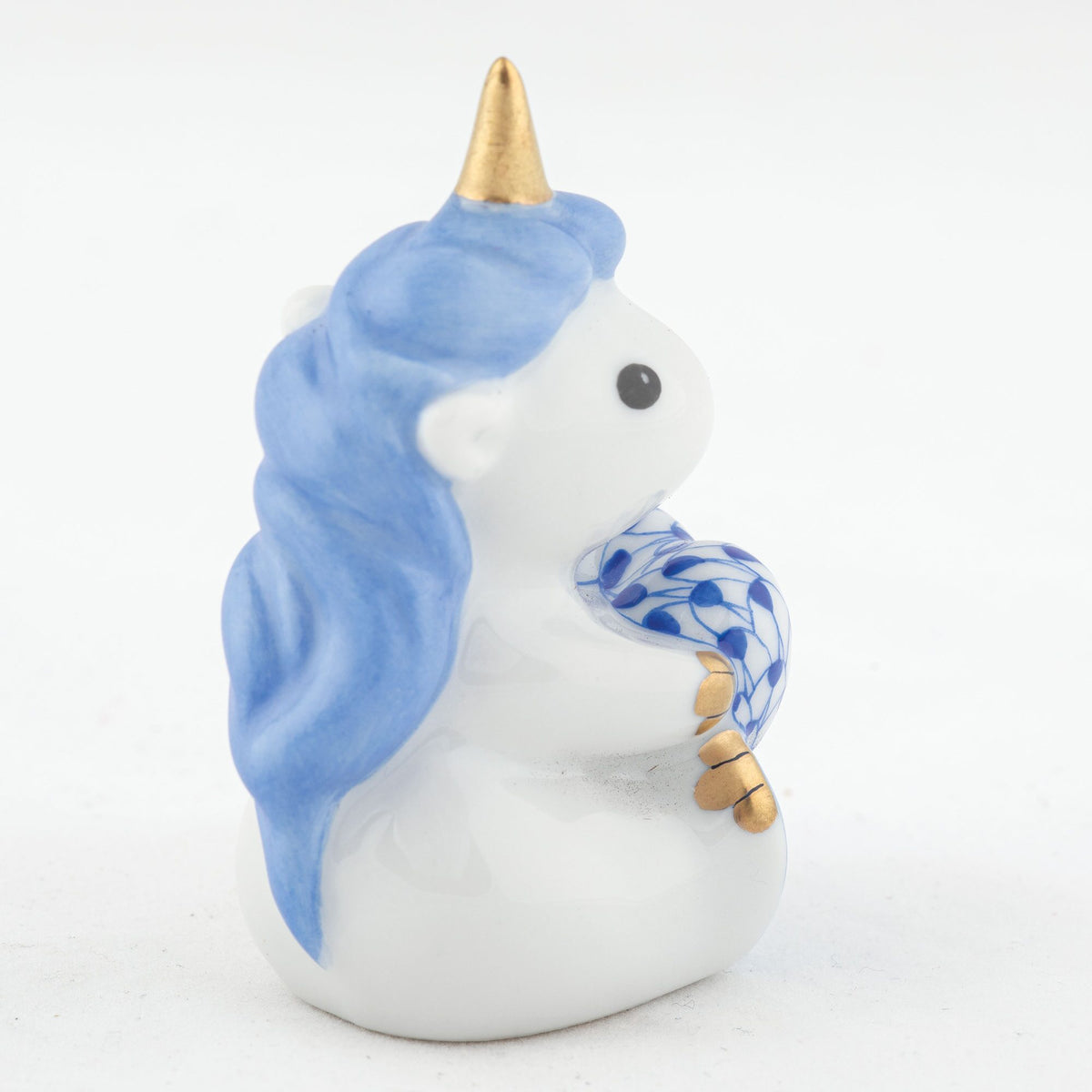 Herend Sitting Unicorn Figurine – Sapphire, alternate view