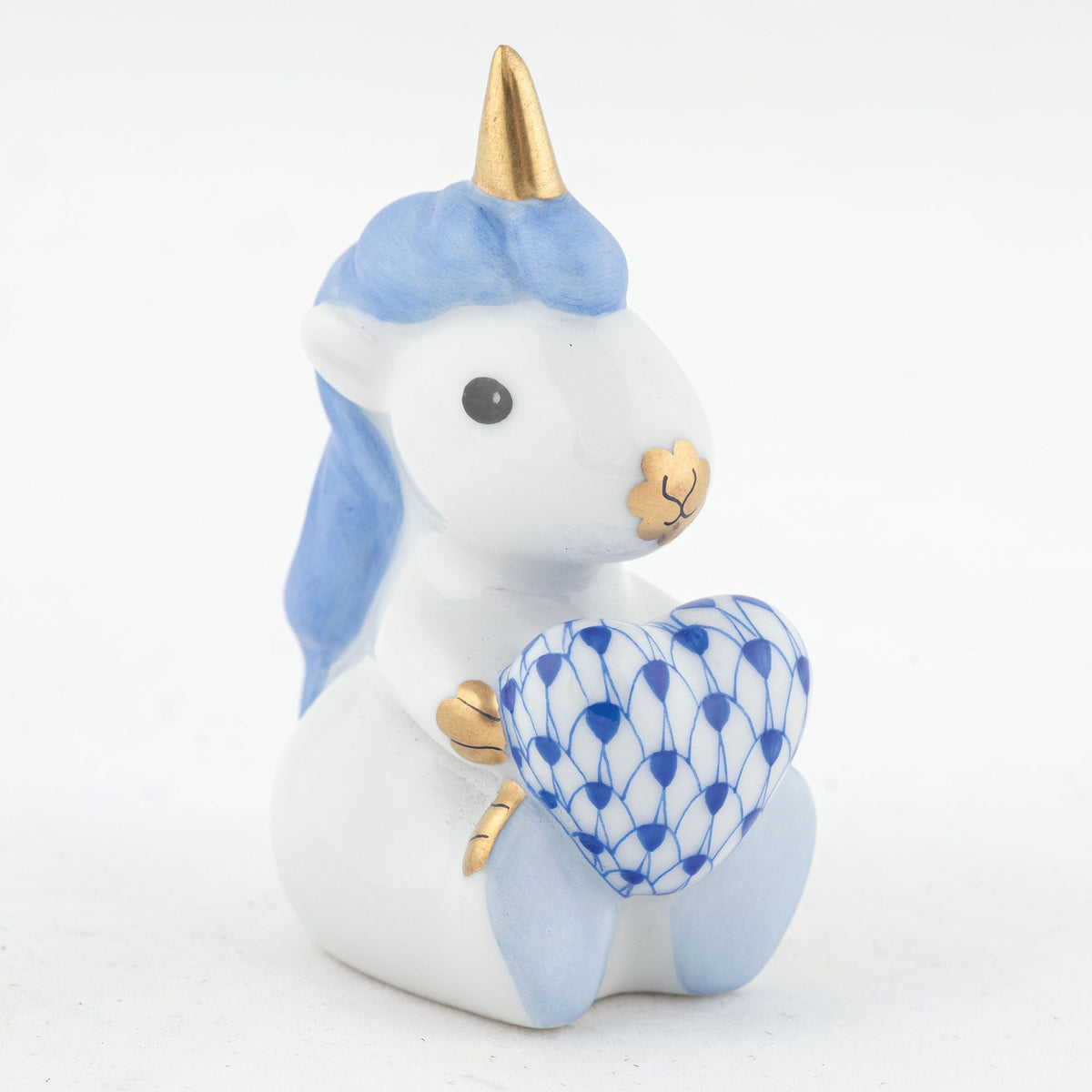 Herend Sitting Unicorn Figurine – Sapphire, alternate view