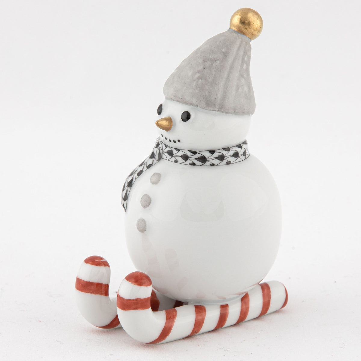 Herend Skiing Snowman Figurine – Black, alternate view