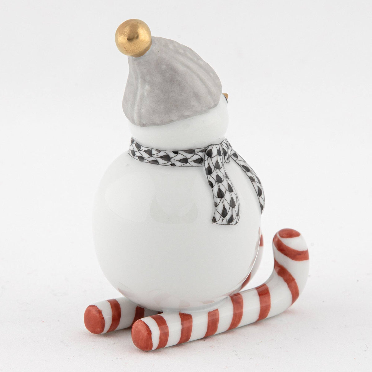 Herend Skiing Snowman Figurine – Black, alternate view