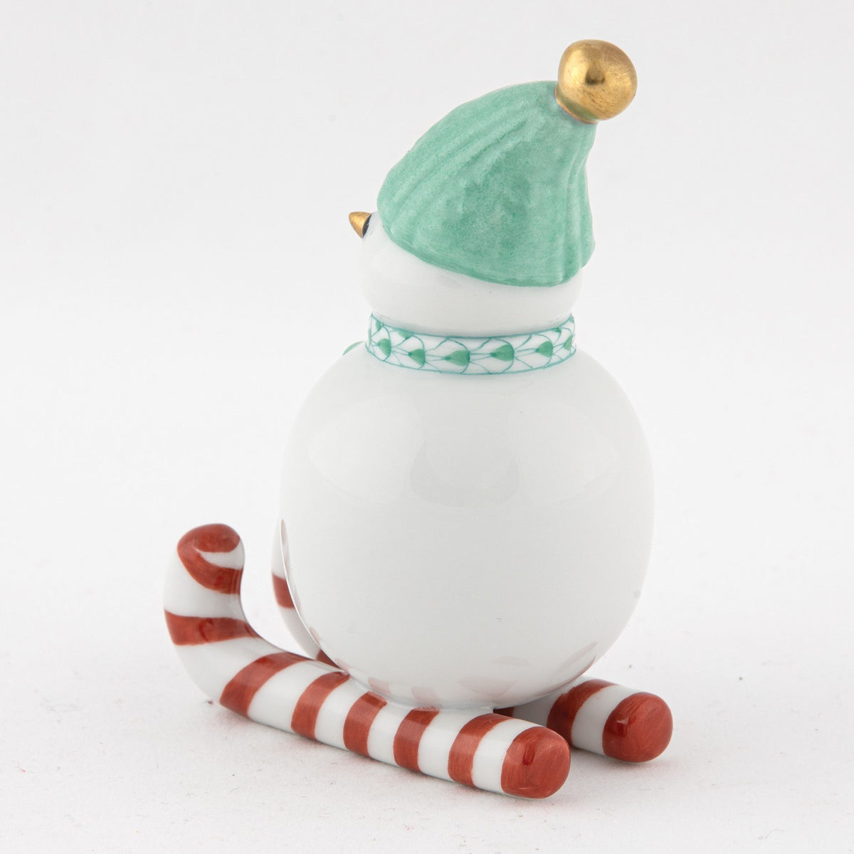 Herend Skiing Snowman Figurine – Green, alternate view