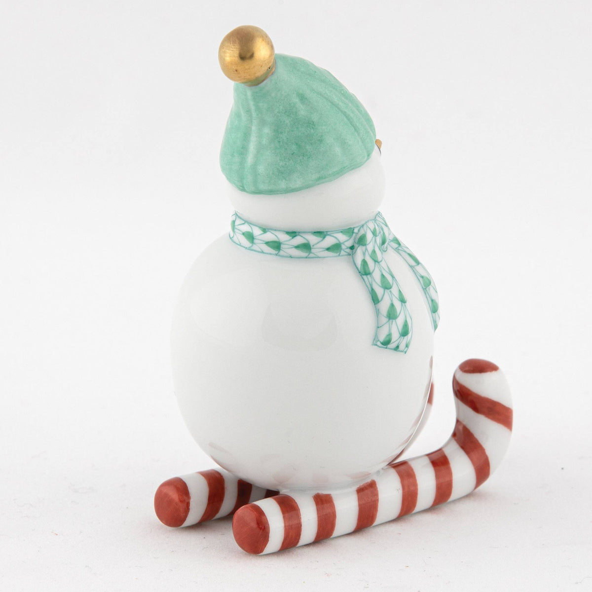 Herend Skiing Snowman Figurine – Green, alternate view