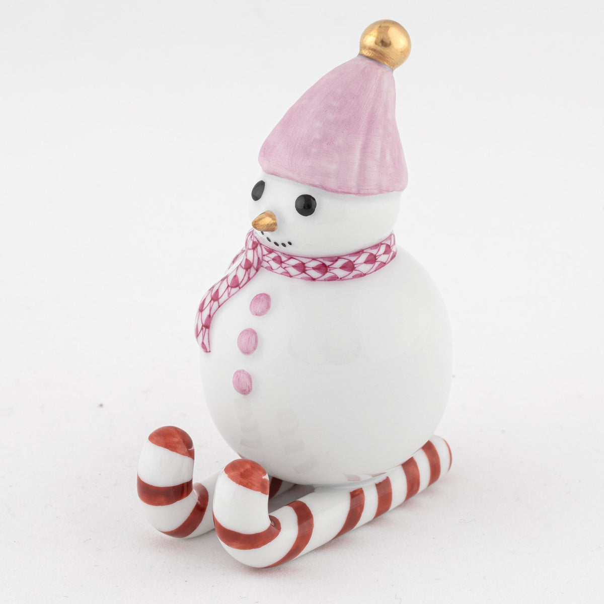 Herend Skiing Snowman Figurine – Raspberry, alternate view