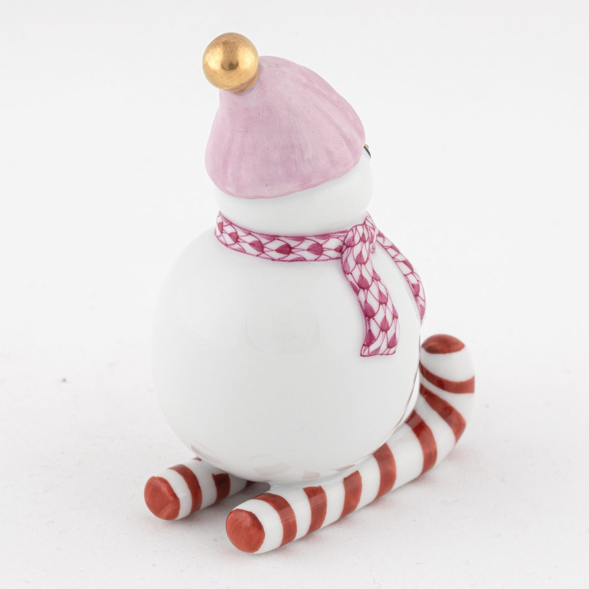 Herend Skiing Snowman Figurine – Raspberry, alternate view