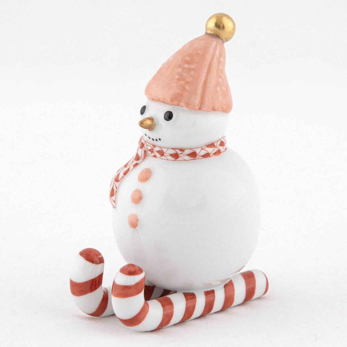 Herend Skiing Snowman Figurine – Rust, alternate view