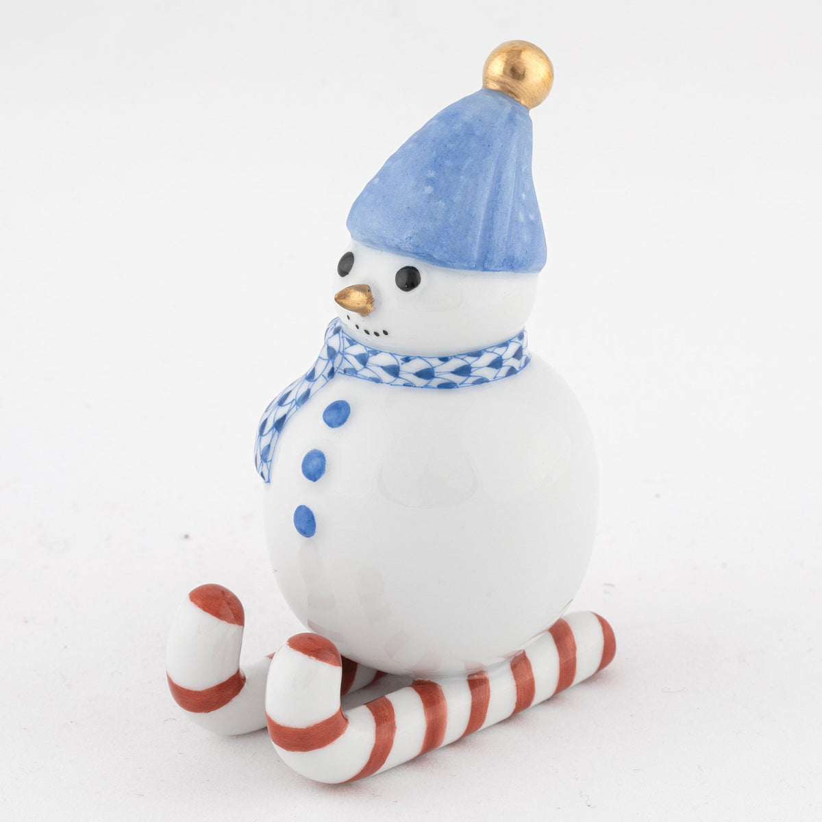 Herend Skiing Snowman Figurine – Sapphire, alternate view