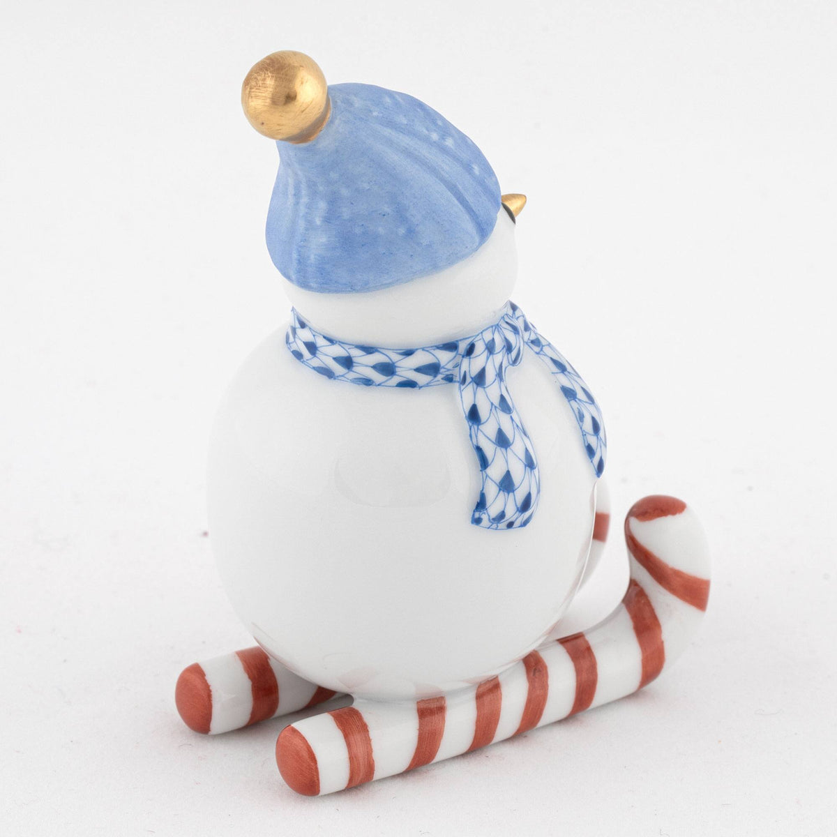 Herend Skiing Snowman Figurine – Sapphire, alternate view