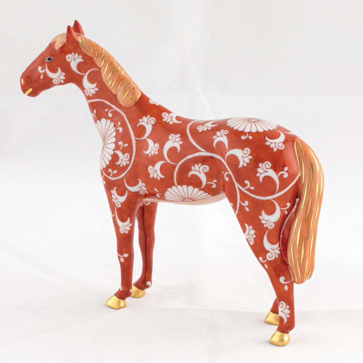 Herend Small Horse Figurine – Chrysanthemum, alternate view