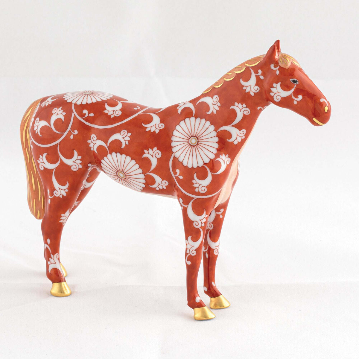 Herend Small Horse Figurine – Chrysanthemum, alternate view