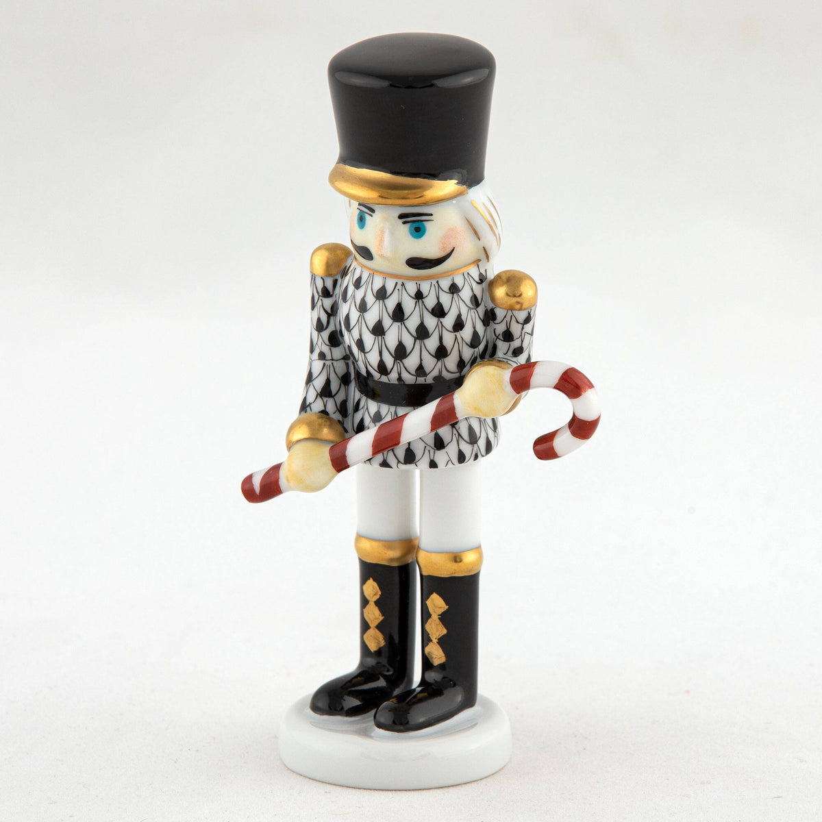 Herend Small Nutcracker W/Candy Cane Figurine – Black, alternate view