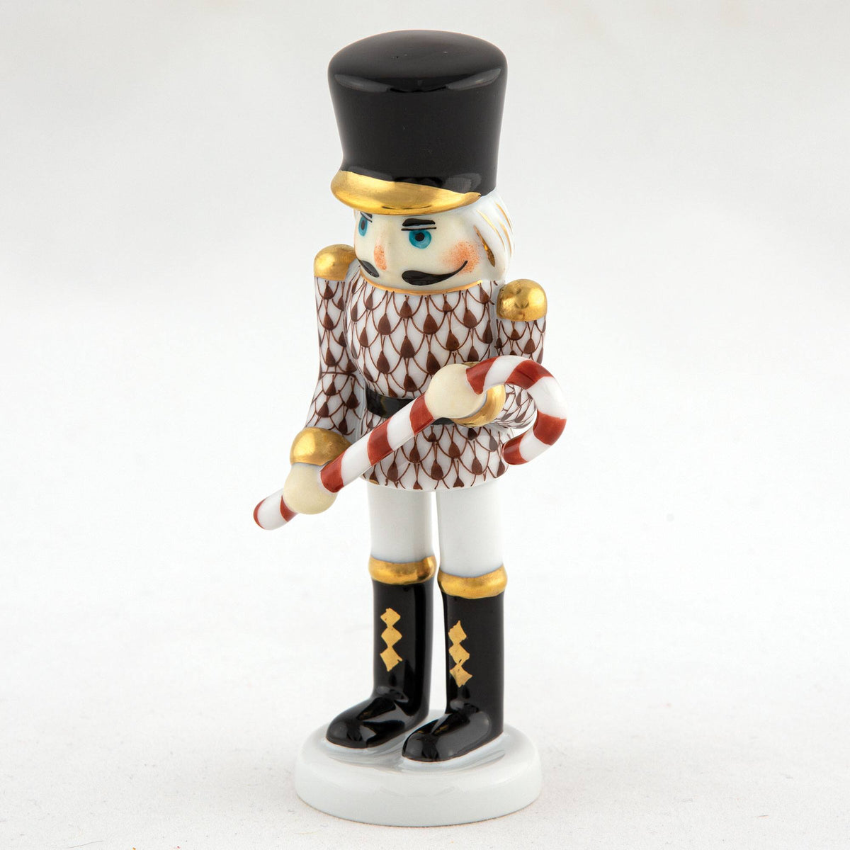 Herend Small Nutcracker W/Candy Cane Figurine – Chocolate, alternate view