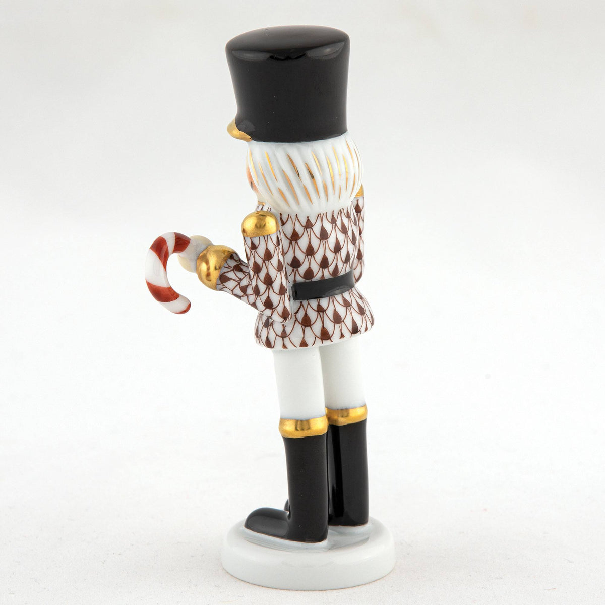 Herend Small Nutcracker W/Candy Cane Figurine – Chocolate, alternate view