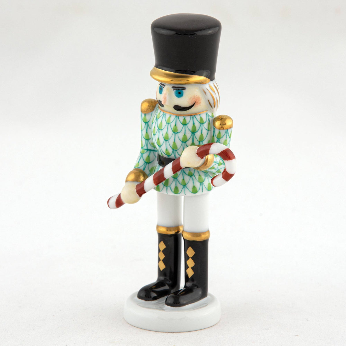 Herend Small Nutcracker W/Candy Cane Figurine – Key Lime, alternate view