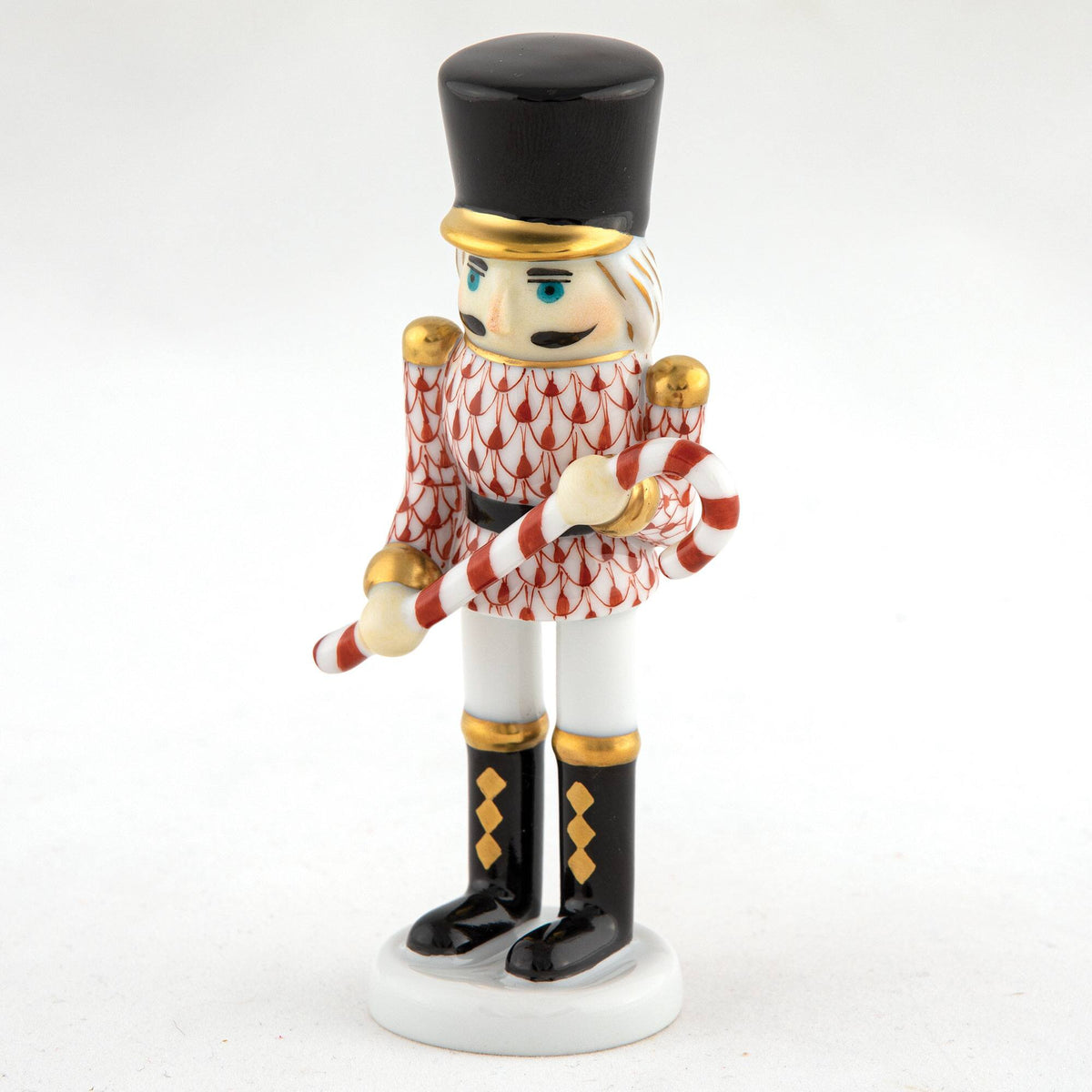 Herend Small Nutcracker W/Candy Cane Figurine – Rust, alternate view