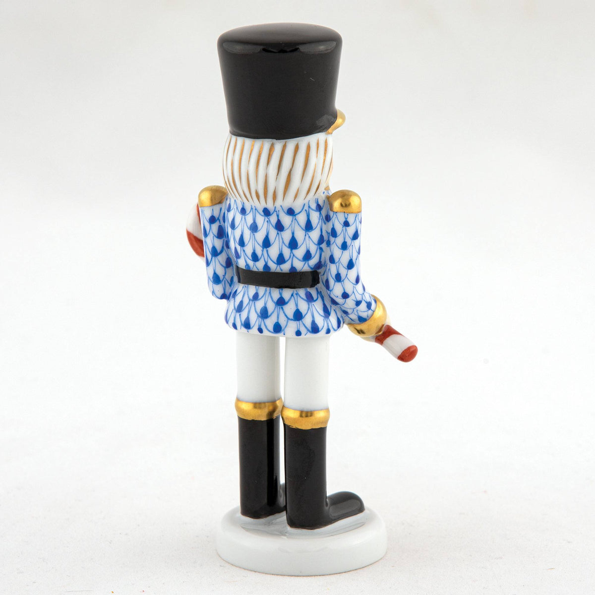 Herend Small Nutcracker W/Candy Cane Figurine – Sapphire, alternate view