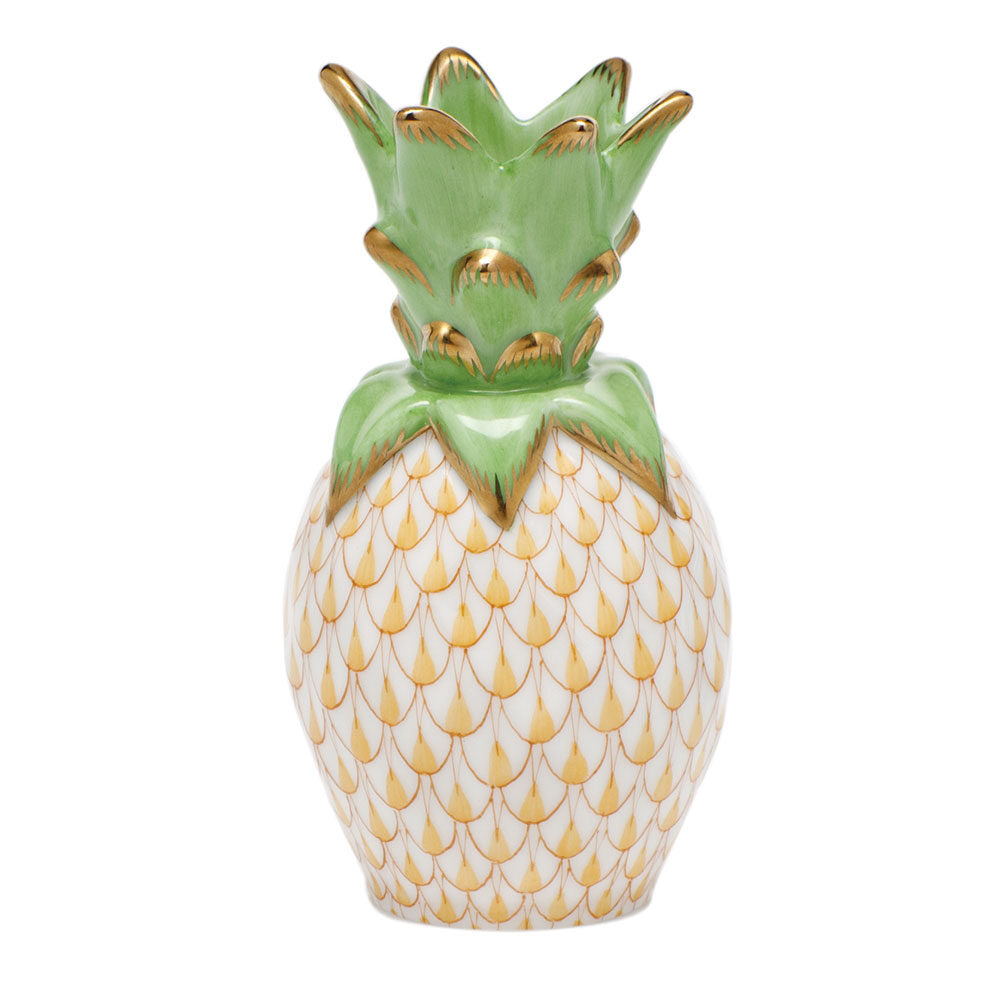 Small Pineapple Figurine in hand-painted Butterscotch porcelain by Herend of Hungary