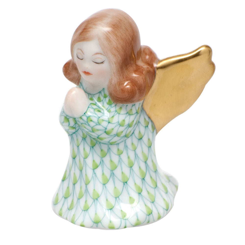 Small Praying Angel Figurine in hand-painted Key Lime porcelain by Herend of Hungary