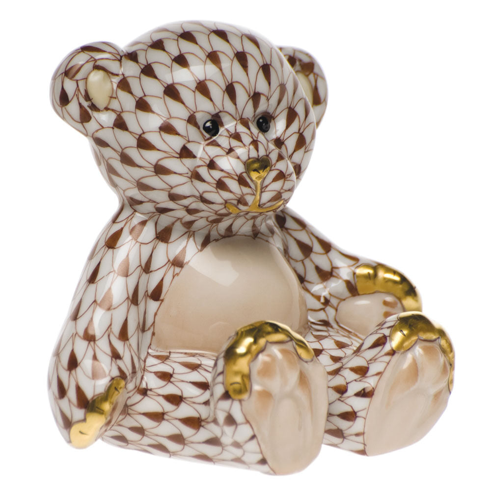 Small Teddy Bear Figurine in hand-painted Chocolate porcelain by Herend of Hungary