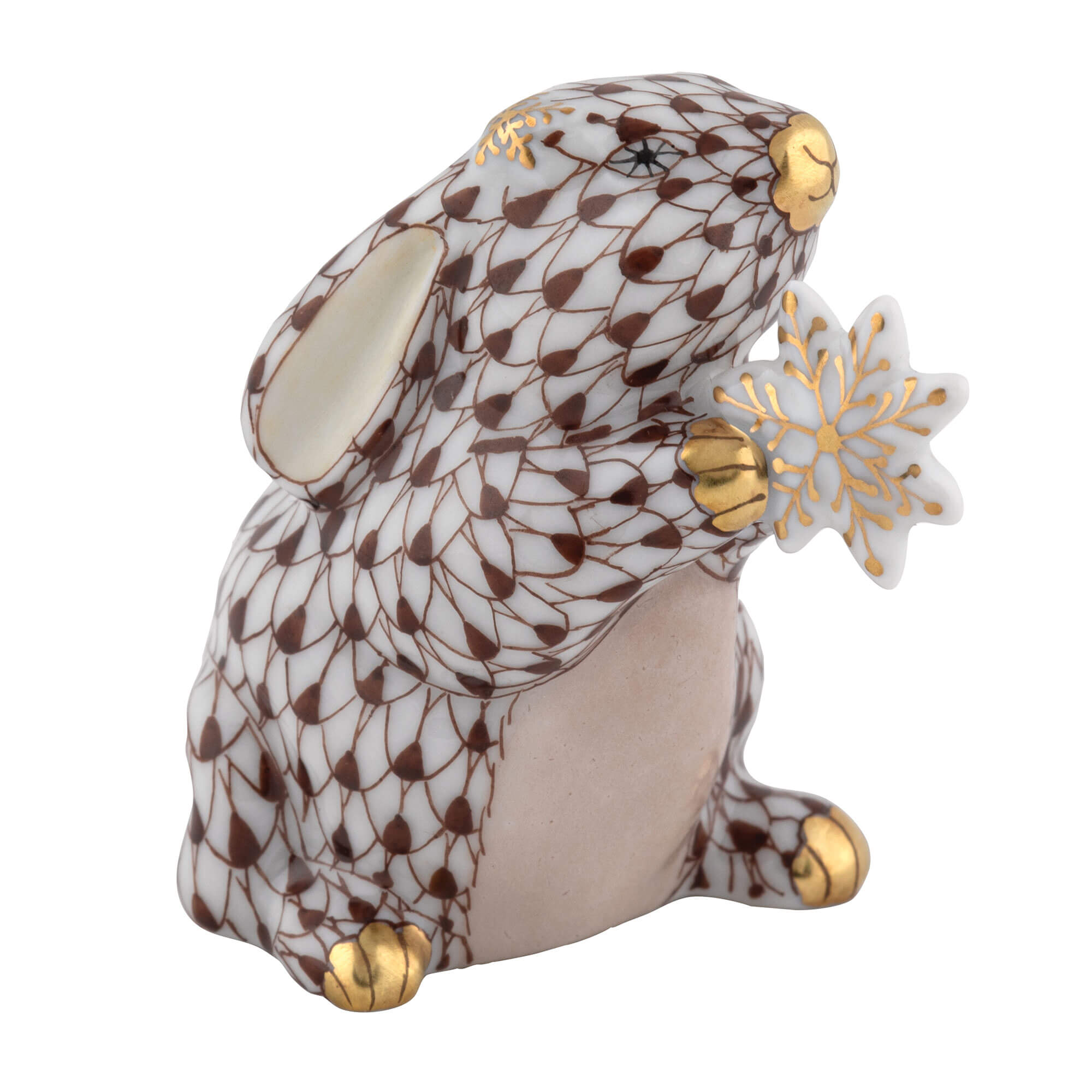 Herend Snowflake Bunny in Chocolate