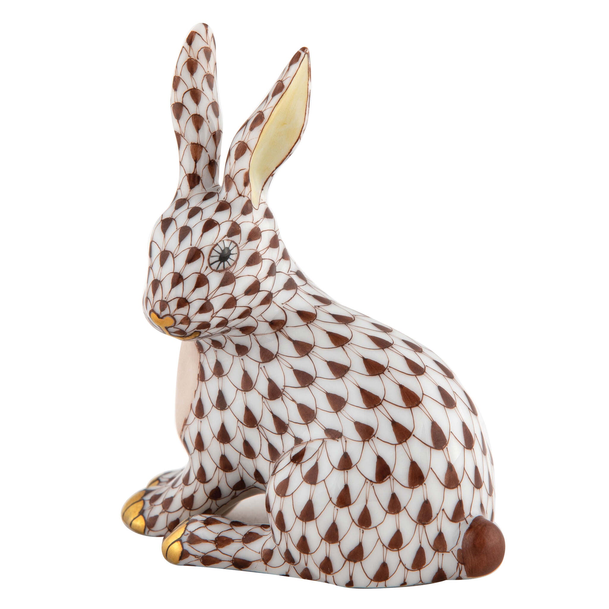 Snowshoe Hare Figurine in hand-painted Chocolate porcelain by Herend of Hungary