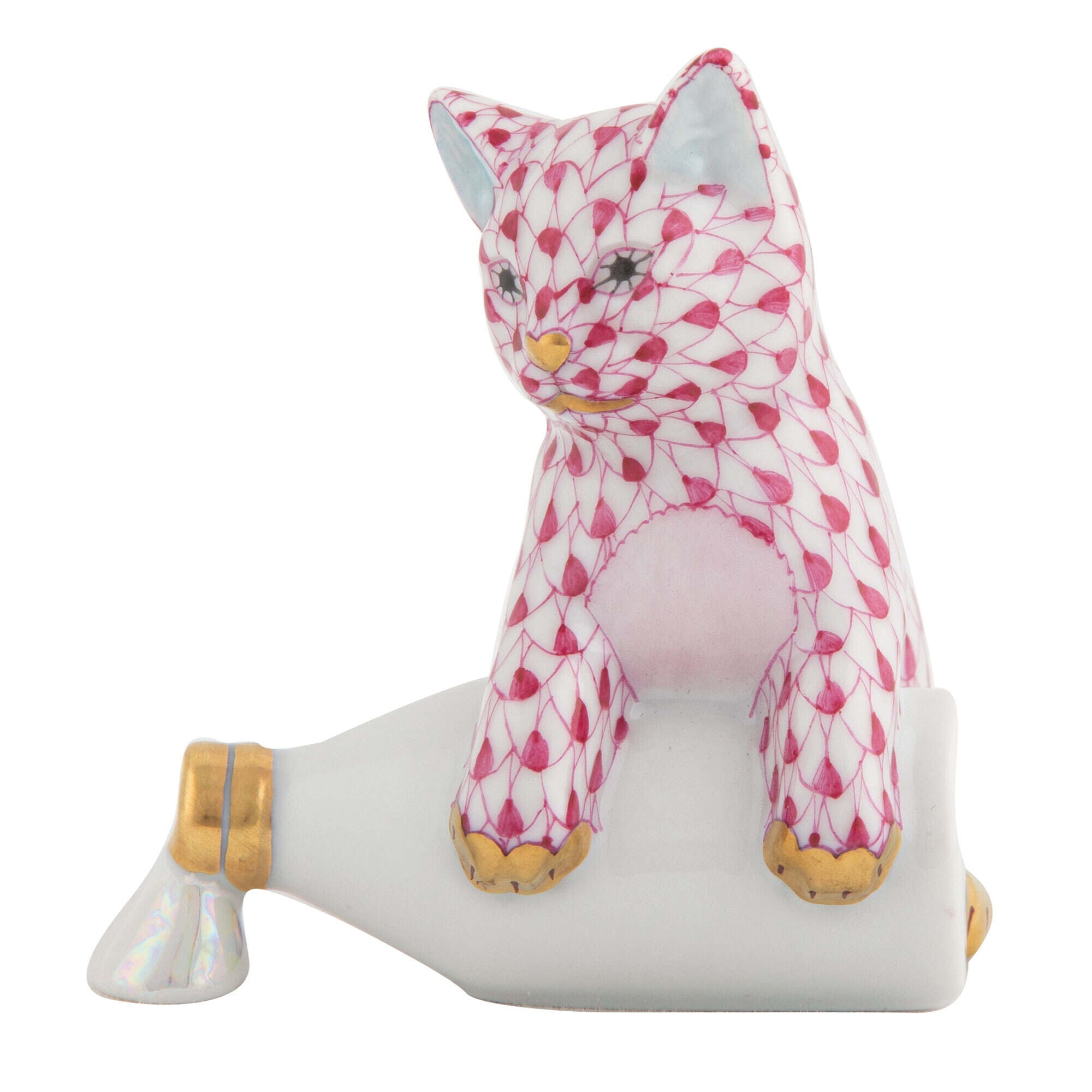 Spilled Milk Figurine in hand-painted Raspberry porcelain by Herend of Hungary