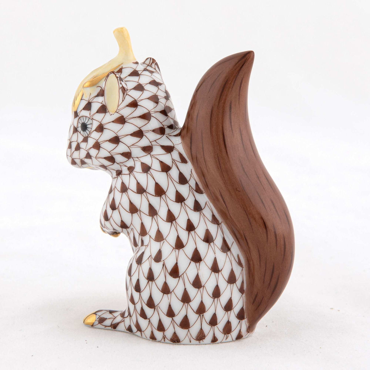 Herend Squirrel with Leaf Figurine – Chocolate, alternate view