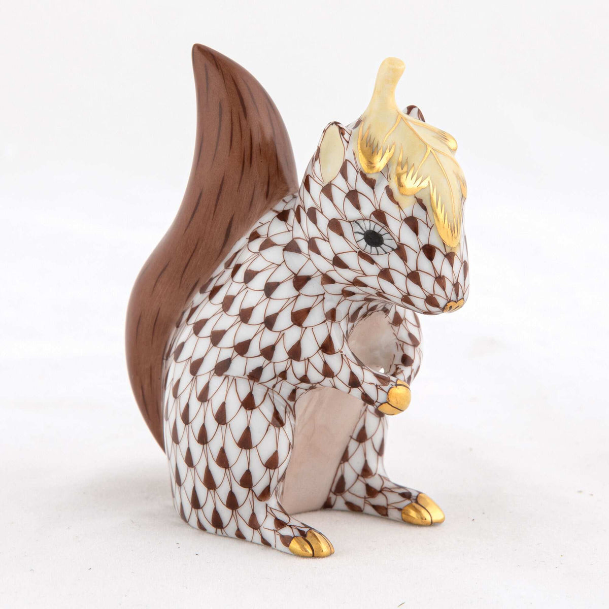 Herend Squirrel with Leaf Figurine – Chocolate, alternate view