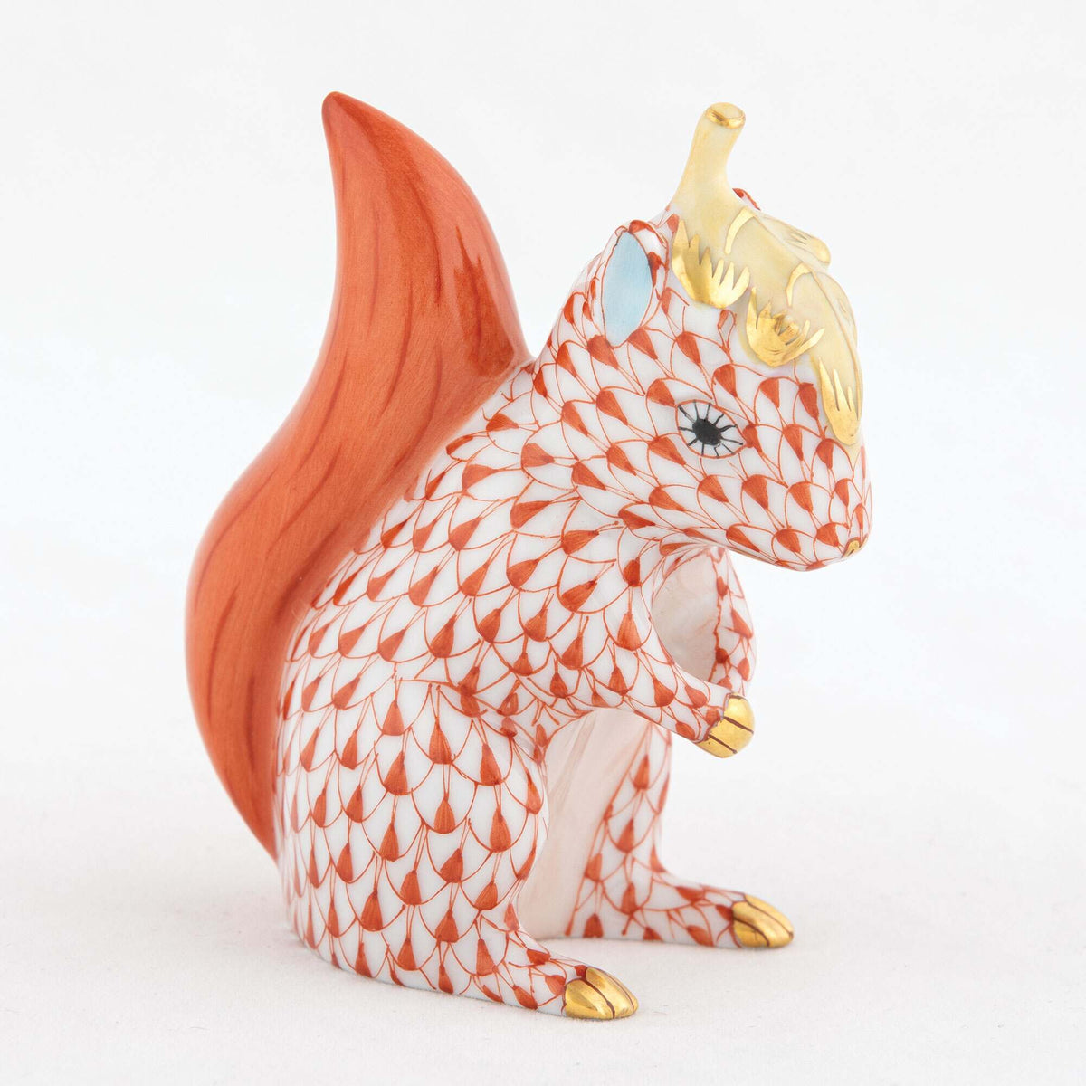 Herend Squirrel with Leaf Figurine – Rust, alternate view