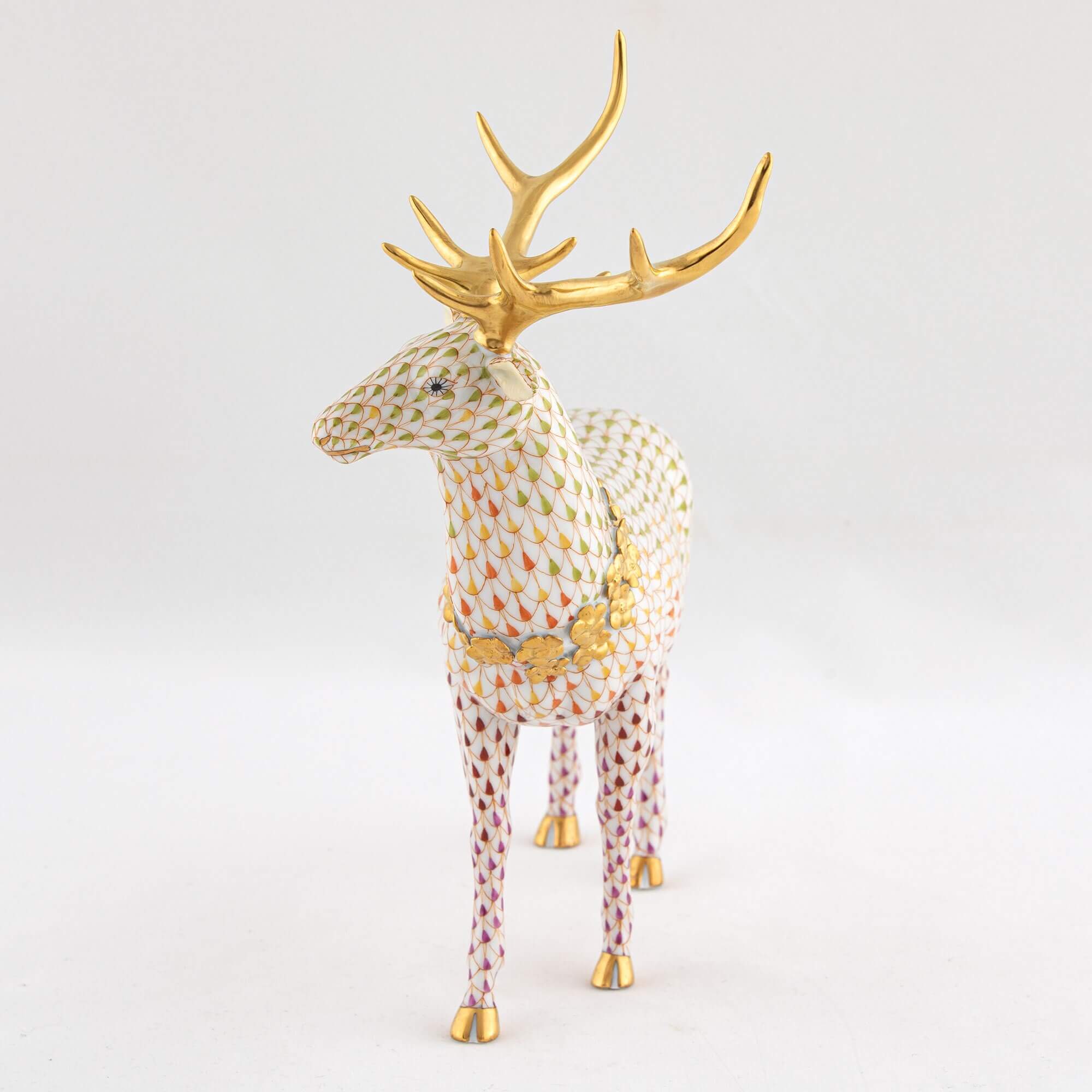 Herend Stag with Flower Garland Figurine — additional view