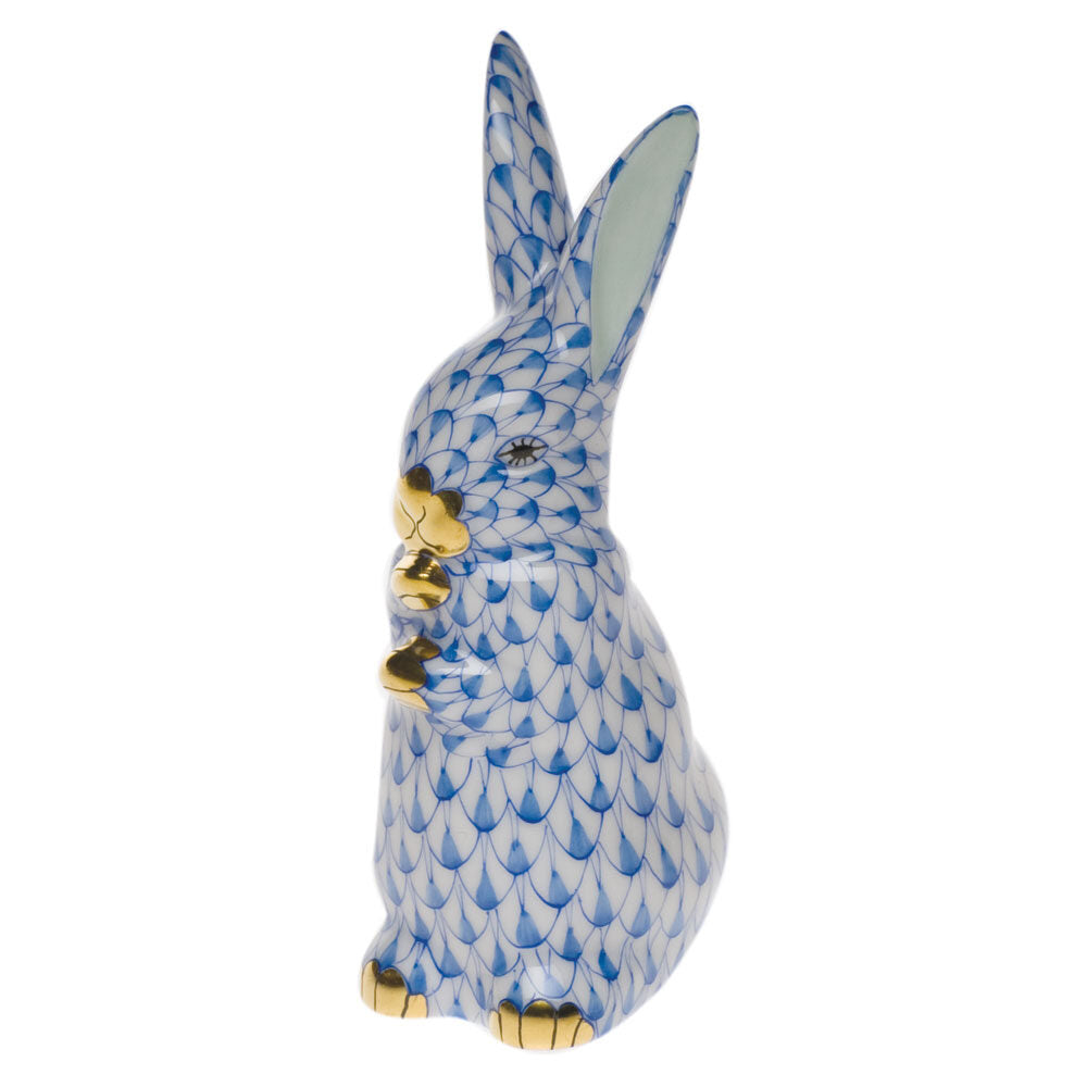 Herend Standing Bunny Figurine porcelain figurine painted in the Blue fishnet pattern