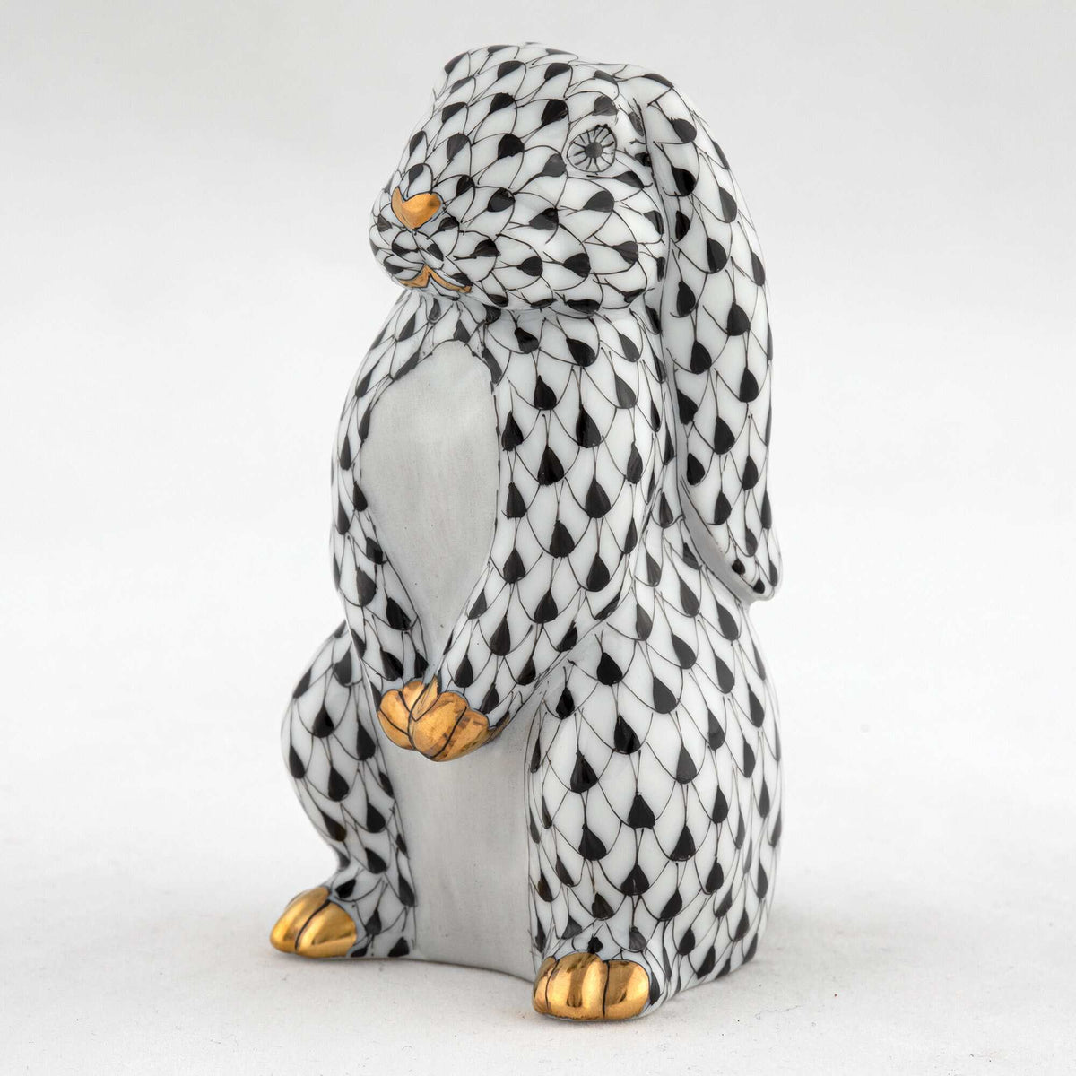 Herend Standing Lop Ear Bunny Figurine – Black, alternate view