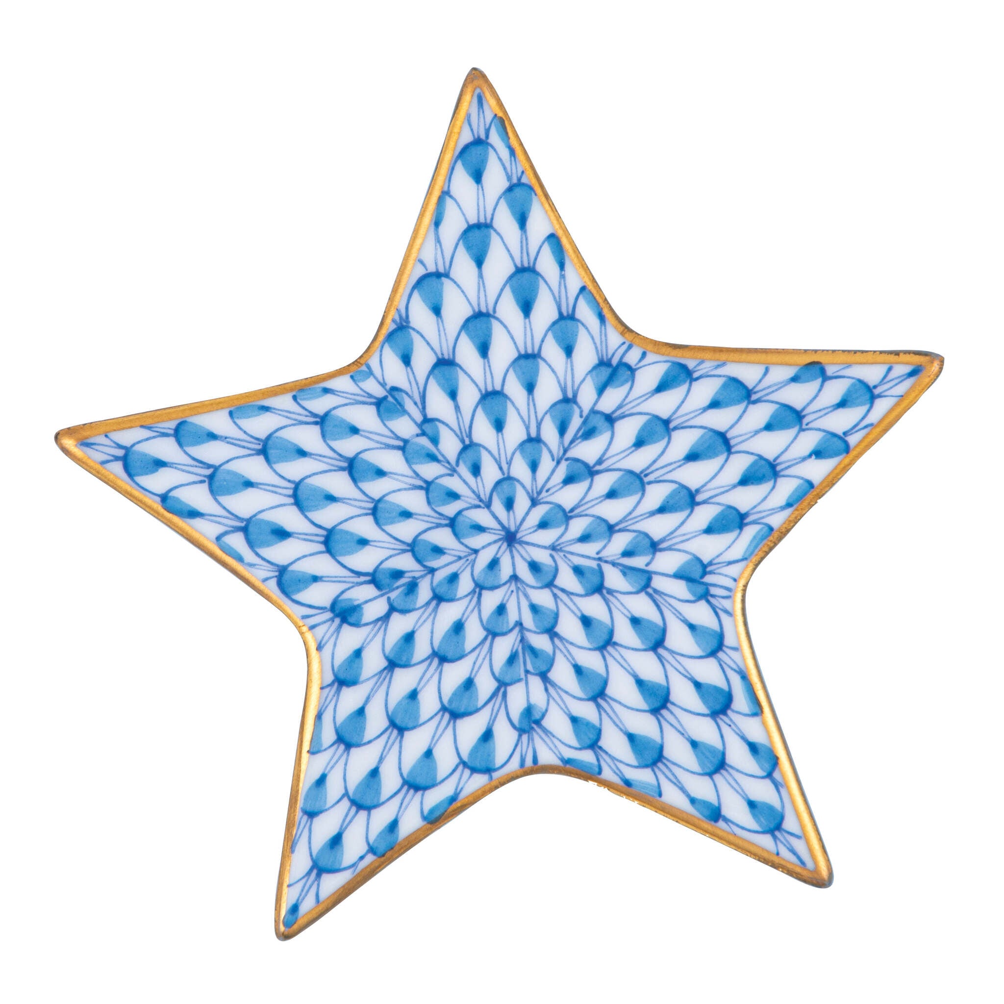 Herend Star Figurine porcelain figurine painted in the Blue fishnet pattern
