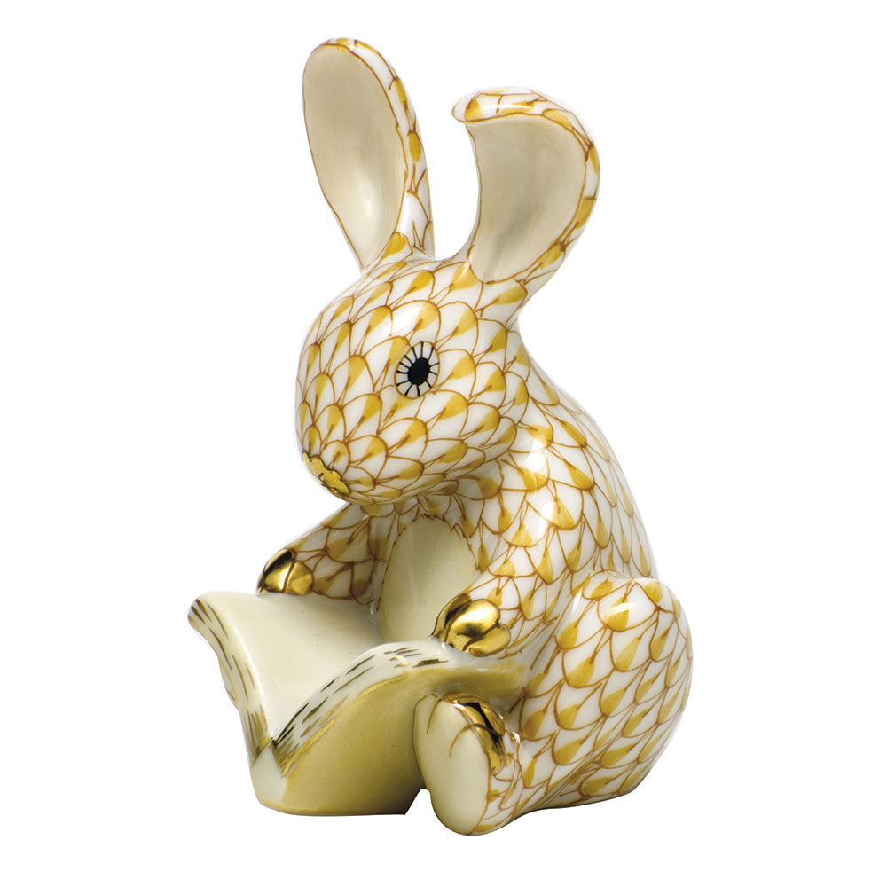 Storybook Bunny Figurine in hand-painted Butterscotch porcelain by Herend of Hungary