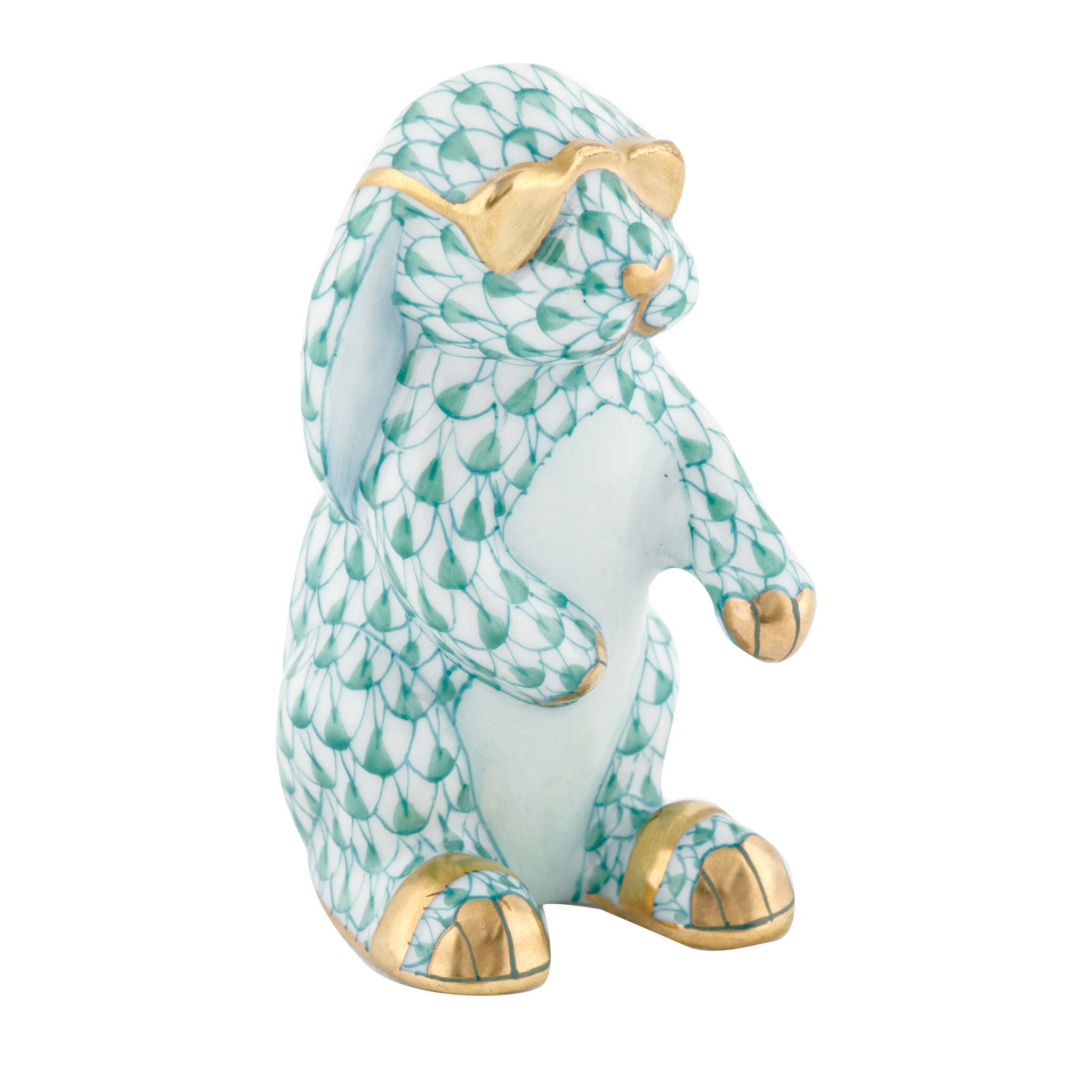 Sunny Bunny Figurine in hand-painted Green porcelain by Herend of Hungary
