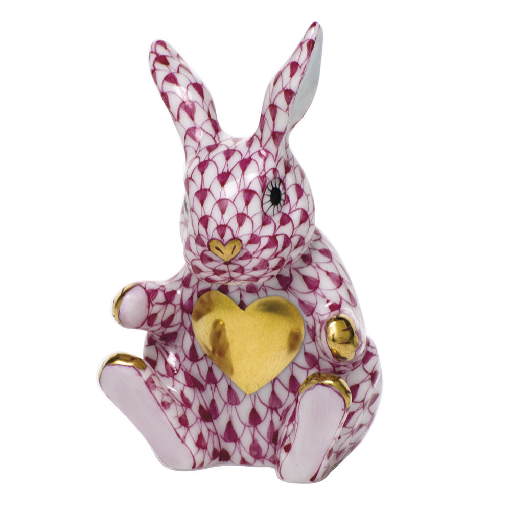 Sweetheart Bunny Figurine in hand-painted Green porcelain by Herend of Hungary