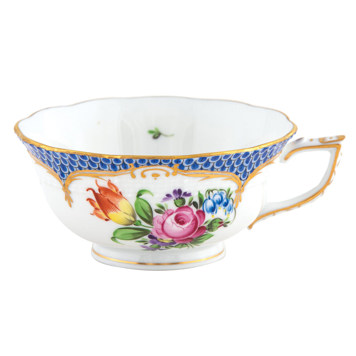 Herend Printemps Blue Border Tea Cup Cup & Saucer Set, alternate view