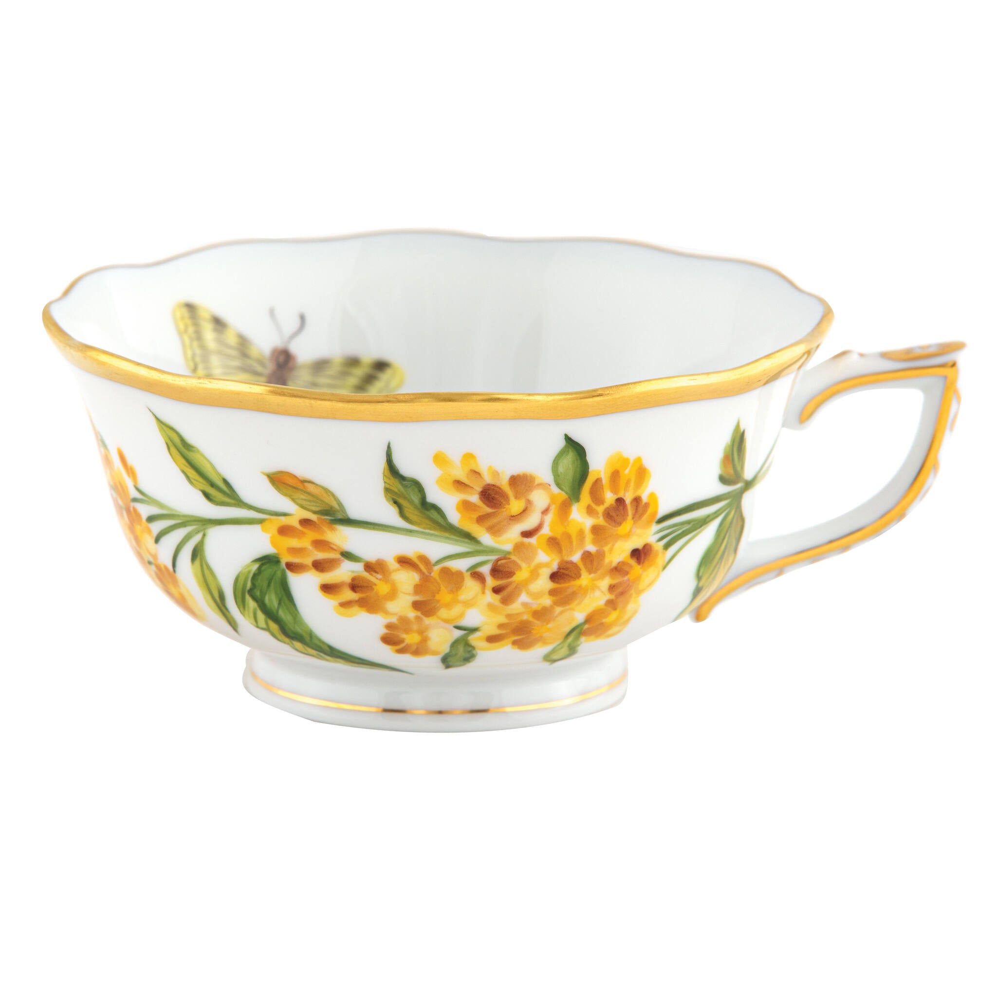 Herend Tea Cup Cup & Saucer Set porcelain figurine painted in the Multicolor (9) fishnet pattern