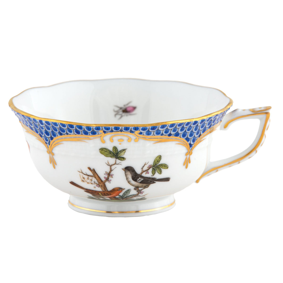 Herend Rothschild Bird Blue Border Tea Cup Cup & Saucer Set, alternate view