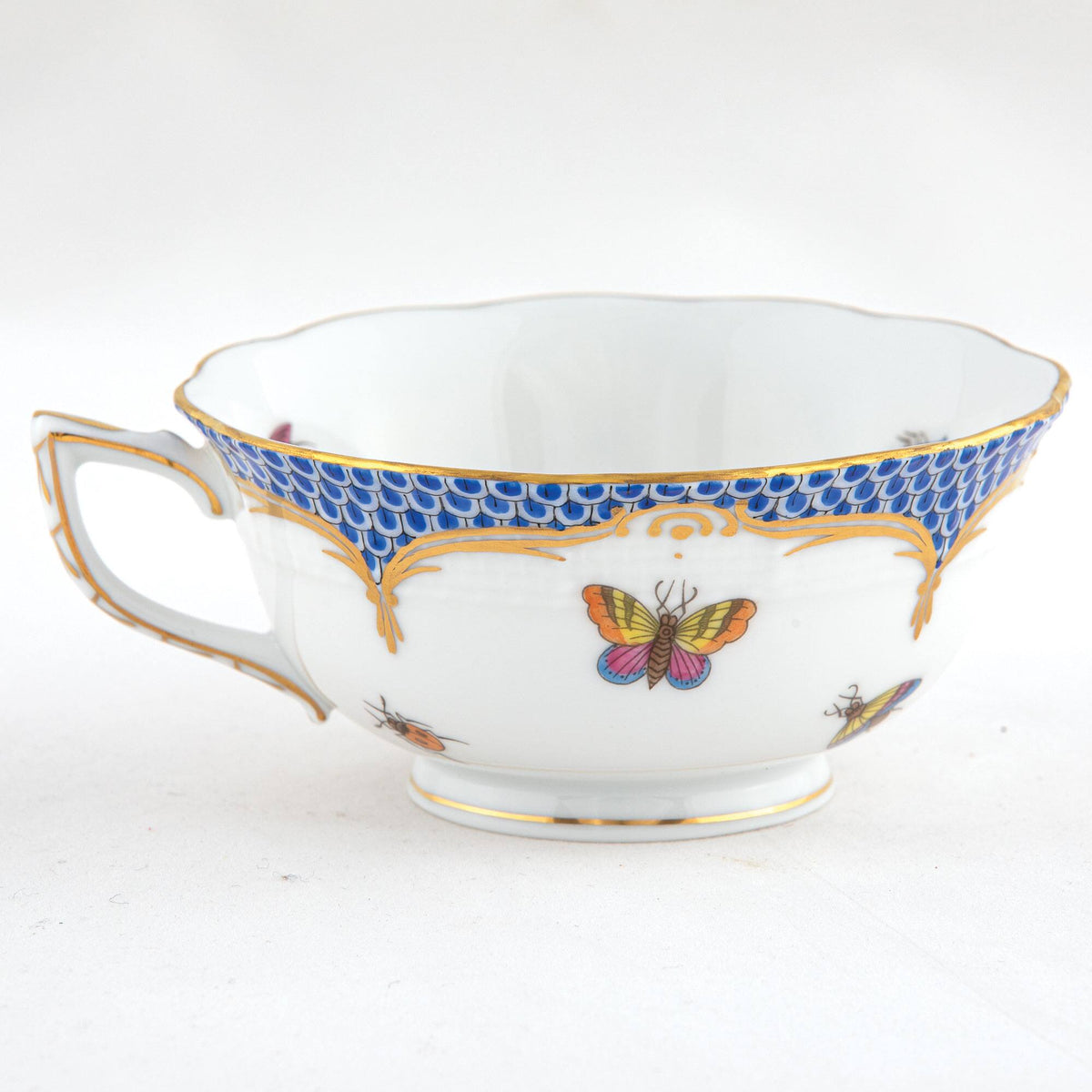 Herend Rothschild Bird Blue Border Tea Cup Cup & Saucer Set, alternate view
